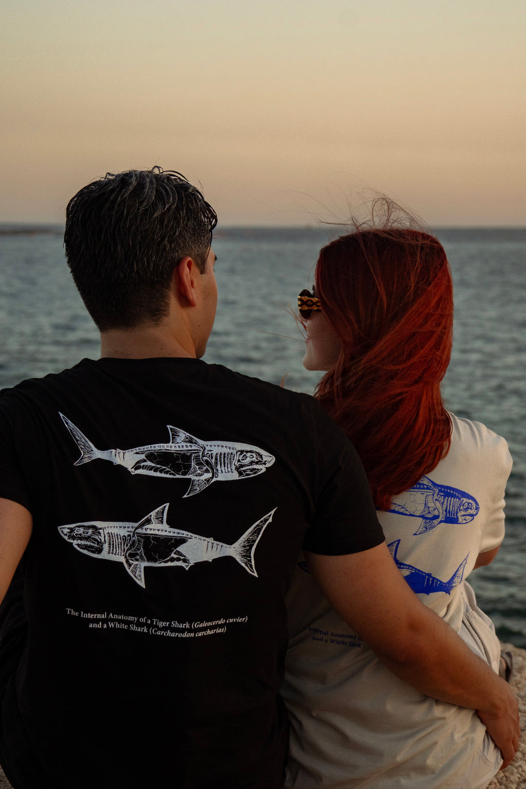 Shark Anatomy T-Shirt | Tiger Shark & Great White | Organic Cotton | Black and White